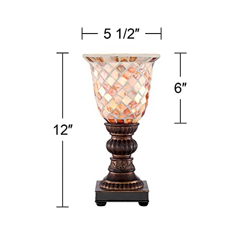 Russel 12" Small Accent Lamp Mosaic Glass Uplight Traditional Vintage Dark