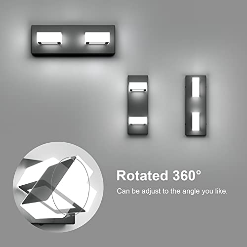 2 Lights Black Modern Bathroom Vanity Light Acrylic LED Modern Black Bathroom Wall Lighting Fixtures