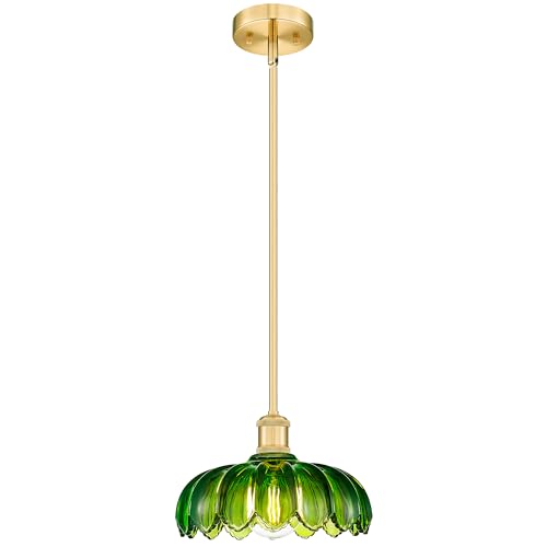 Retro 10.4" Green Glass Pendant Light for Kitchen Island