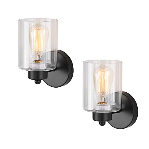 Metal Sconces Wall Lighting with Clear Glass Shade