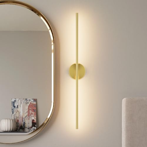 Modern Wall Sconce for Bathroom 33In Gold Vanity Light Fixture Hardwired 3000K Bathroom Sconce 360° Rotate Warm Light for Bedroom