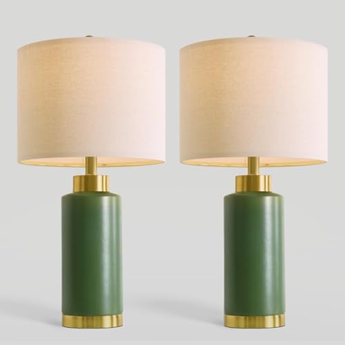 25" Green Ceramic Table Lamp Set of 2 (2 Count)