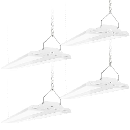 4-Pack 300W/240W/200W LED Linear Shop Lights, 0-10V Dimmable 5000K