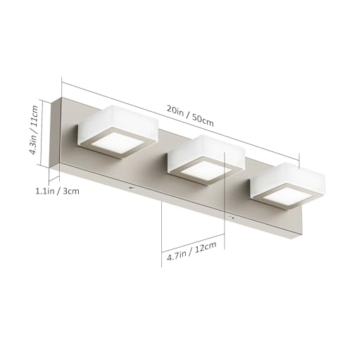 Brushed Nickel Bathroom Vanity Lights Metal Acrylic LED Modern Bathroom Wall Lighting Fixtures Brushed Nickel