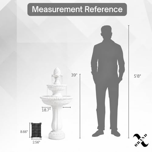 39" 2 Tier Outdoor Freestanding Solar Water Fountain