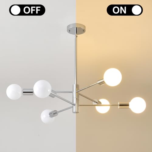 6 Light Sputnik Ceiling Light Fixture Chrome Living Room Chandelier