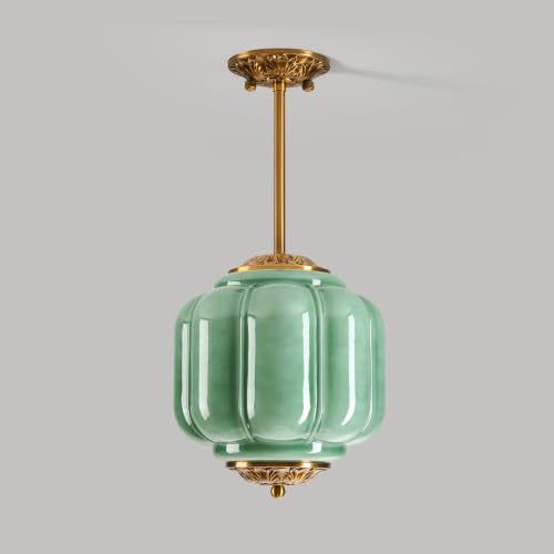 Semi Flush Mount Ceiling Light (Green 9")