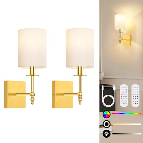 Gold Rechargeable Wall Lights with Remote