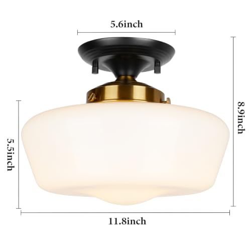 Schoolhouse Style Semi Flush Mount Ceiling Light Fixture