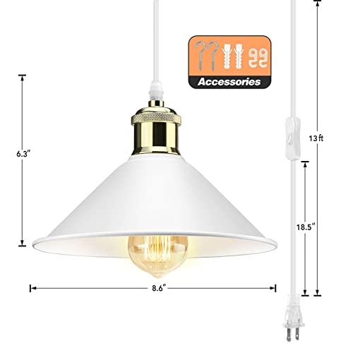 White Plug in Pendant Light