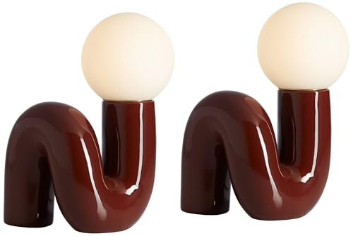 Fondant 11 1 2" Small Accent Lamp Set of 2 Chocolate Brown Glass (2 Count)