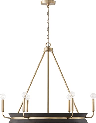 Capital Lighting 447361KR Finn Modern Farmhouse Handcrafted Mango Wood Round Chandelier