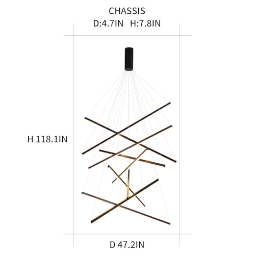 Modern LED Chandeliers Dimmable Pendant Light Fixture 9 Lights for High Ceiling Living Room Dining Room Staircase Restaurant Sputnik Floating Sculptural Art Hanging Lamp