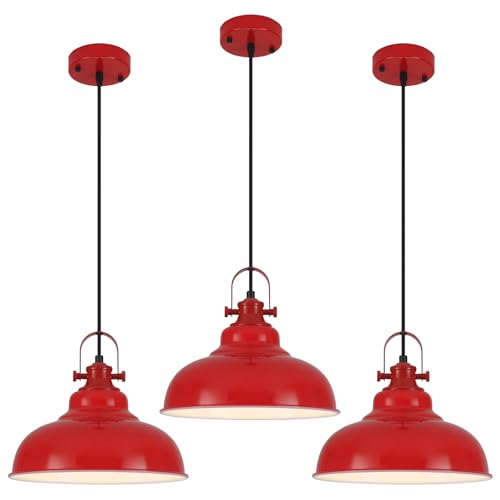 Red Dome Pendant Light (3 Count)