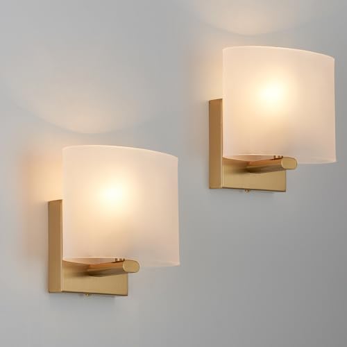 Small Flat Modern Acrylic Indoor Hardwired Gold Wall Sconce Light Set of 2 (2 Count)