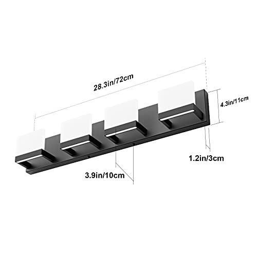 4 Lights Modern Black Vanity Light Up and Down Black LED Vanity Light Fixtures Bathroom Vanity Light Fixtures Over Mirror 6000K