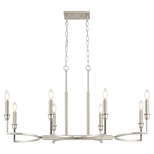 8 Light Candelabra Chandelier Dining Room Nickel Chandeliers 38in