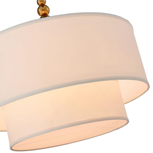 Lighting White Double Drum Chandelier