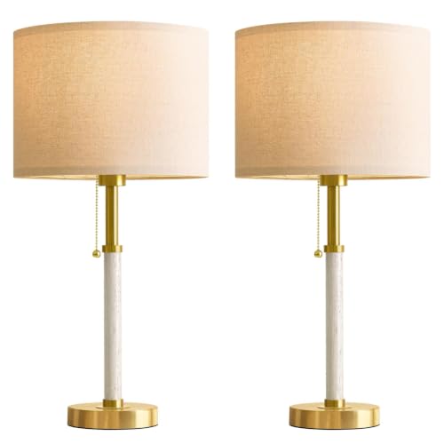 Wood Table Lamps 22" Mid Century Modern Lamps for Bedroom Living Room Lamps (2 Count)