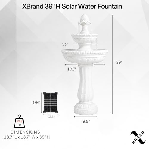 39" 2 Tier Outdoor Freestanding Solar Water Fountain