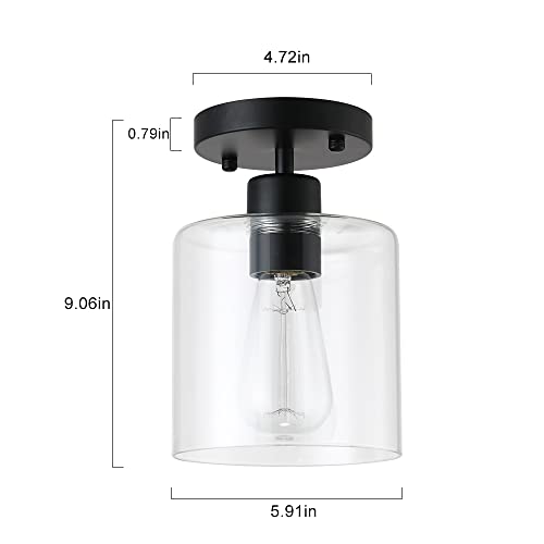 Black Modern Semi Flush Mount Ceiling Light