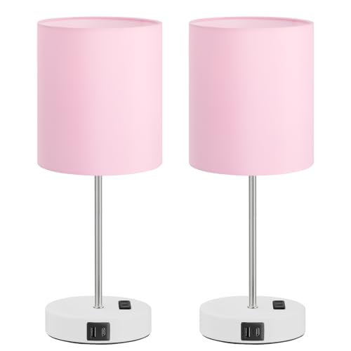 Pink White Touch Lamps for Nightstand Set of 2 (2 Count)