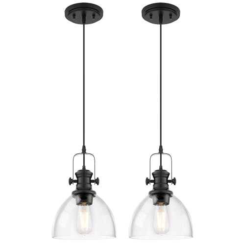 2 Pack 7.5" Black Pendant Lights Kitchen Island