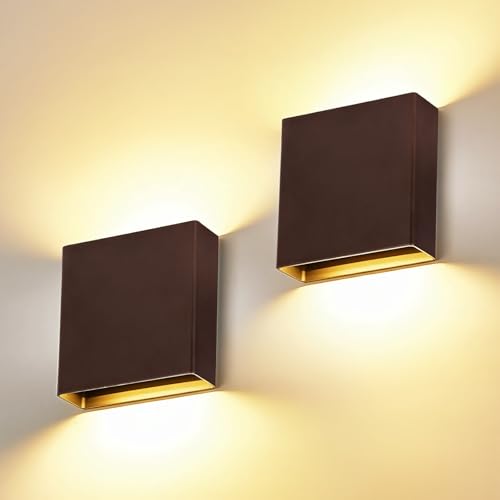 2 Pack Indoor Outdoor Brown Up and Down LED Wall Light (2 Count)
