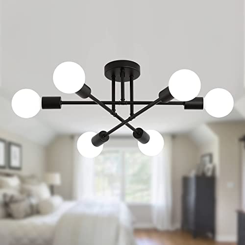 Black Modern Sputnik Chandelier Ceiling Light Fixtures