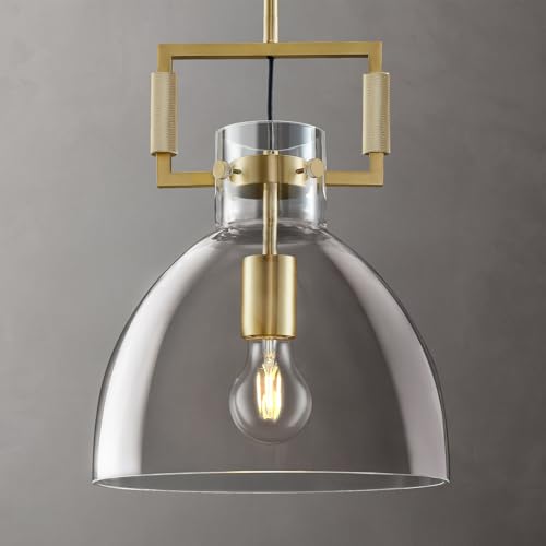 10 Inch Knurled Large Brass Blown Glass Modern Kitchen Island Pendant Light Fixtures