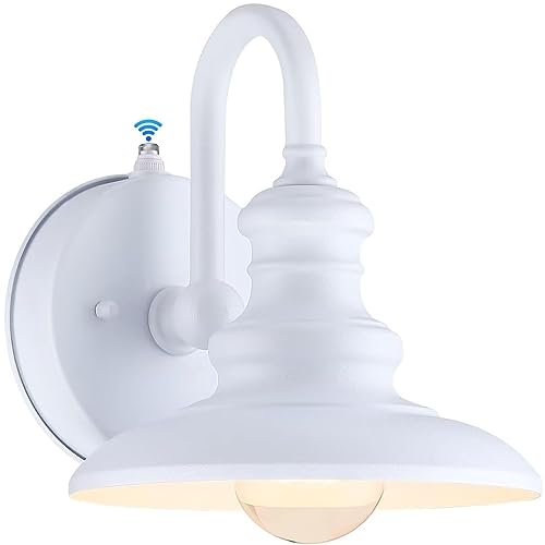 Dusk to Dawn Sensor Outdoor Gooseneck Barn Light Fixture White
