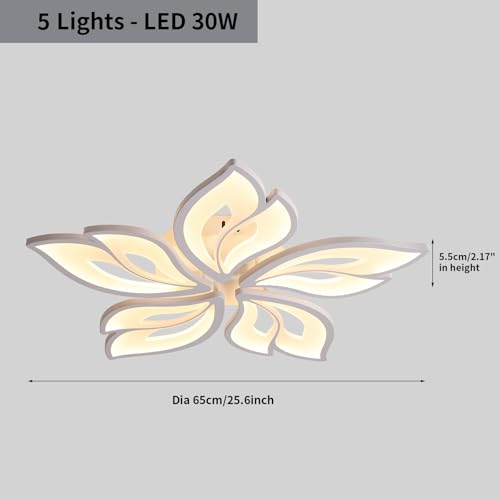 25.6" Flower Shaped Ceiling Light Dimmable Modern Ceiling Lamp Remote Control LED Lighting Fixture for Bedroom Dining Room Kitchen