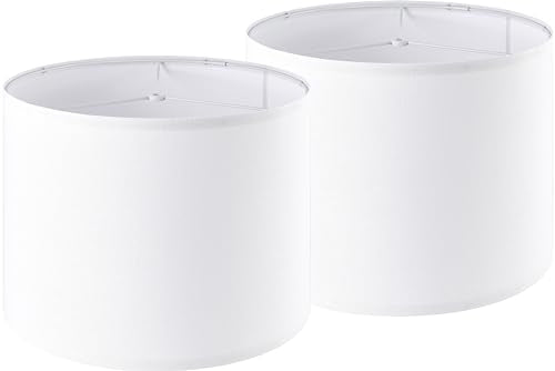 Pure White Drum Lamp Shades Set of 2 Large Lampshade 16``Top x 16``Bottom x 12``High (2 Count)