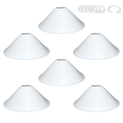 8.5" Industrial Vintage White Iron Cone Lamp Shade (6 Count)