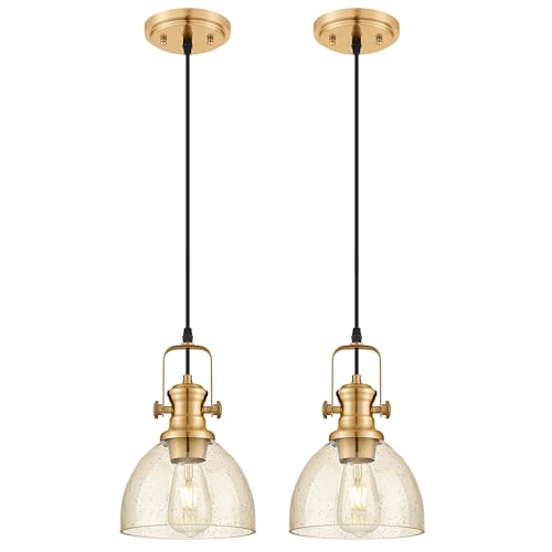 2 Pack 7.5" Brushed Gold Pendant Light Kitchen Island (2 Count)