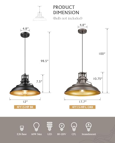 Black & Gold Pendant Lights for Kitchen Island