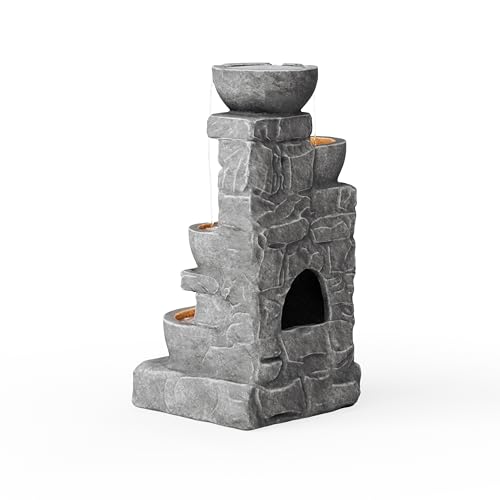 33" Outdoor Water Fountain with LED Lights