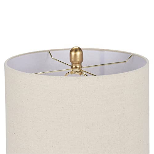 Home 22" Terracotta Orange Ceramic Table Lamp with Oatmeal Linen Shade for Modern Farmhouse