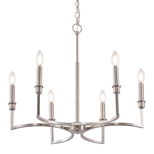 6 Light Candelabra Chandelier Dining Room Nickel Chandeliers 26in
