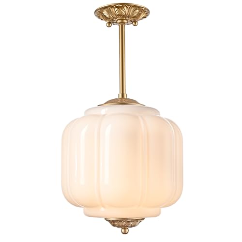 Vintage Milk Glass Ceiling Light Fixture