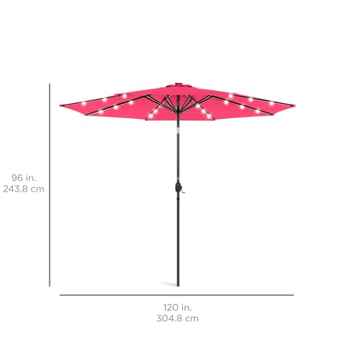 10ft Solar Polyester LED Lighted Patio Umbrella w