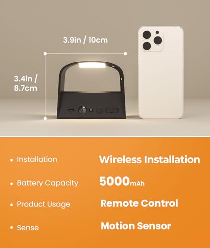 Motion Sensor Wall Light with Remote Control 3 Colors Wireless Wall Lamp LED Indoor Up and Down Wall Sconce 5000mAh Rechargeable Battery Powered Wall Lamps Brightness Adjustable (2 Count)
