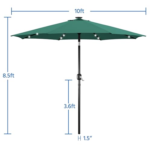 10FT Solar Patio Umbrella w