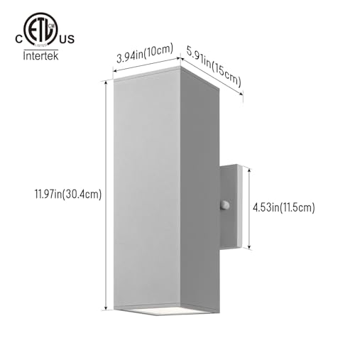 12" Modern Outdoor Porch Light in 2 Lights (2 Count)