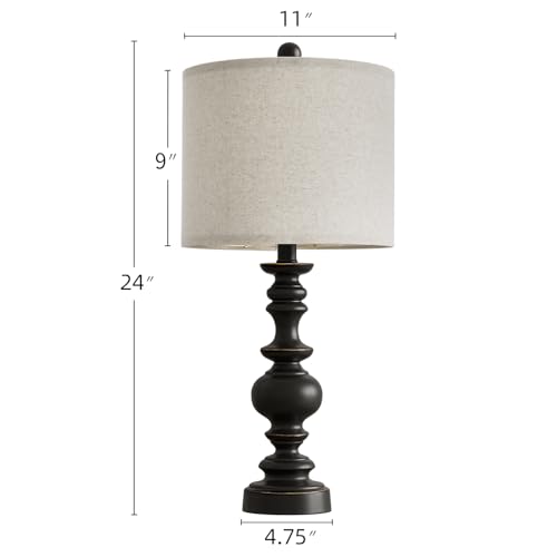 24" Traditional Farmhouse Table Lamp Set of 2 (2 Count)