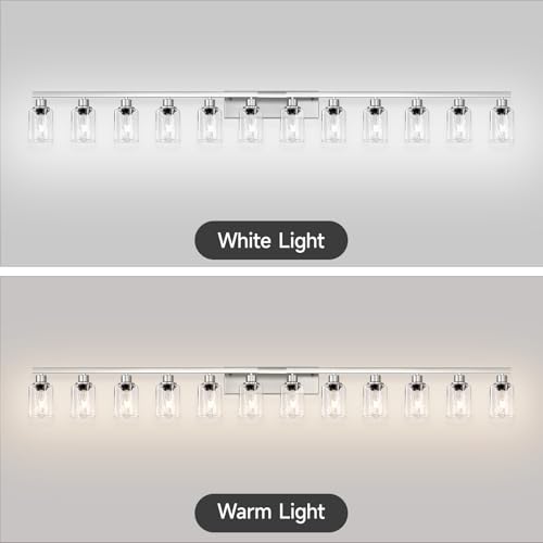 Brushed Nickel Bathroom Vanity Light Over Mirror 12 Light 78in