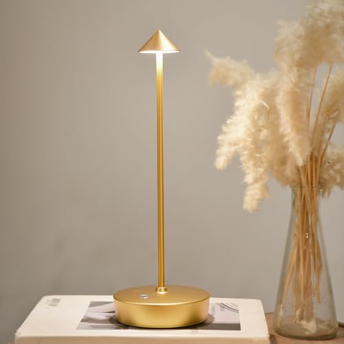 Cordless Rechargeable Led Table Lamp Battery Operated Light Gold