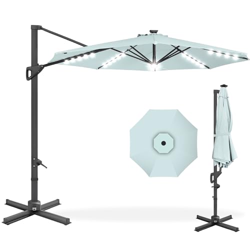 10ft Solar LED Cantilever Patio Umbrella