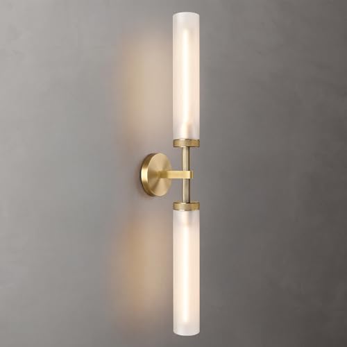 30" Knurled Brass 2 Light Wall Sconces