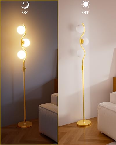 60IN Dimmable Gold Globe Floor Lamp (3 Count)